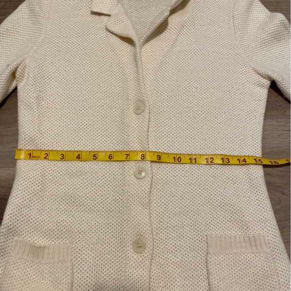 Loro Piana Italian Cashmere Silk Knit Cardigan Sweater Ivory White Womens 42 - Picture 11 of 13